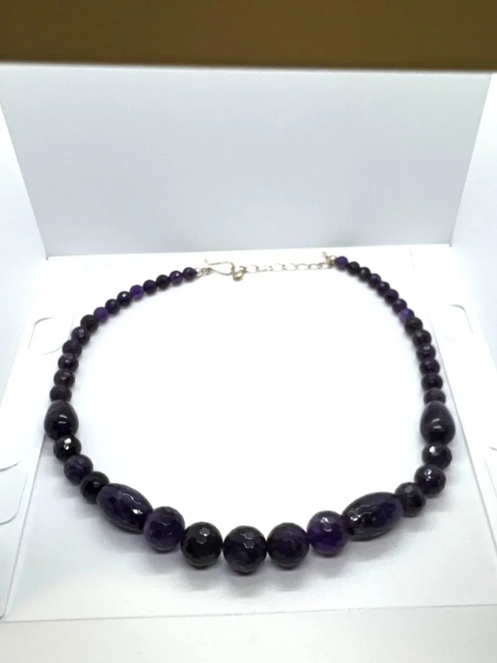 Jay King Amethyst Beaded Necklace Sterling Silver DTR Faceted 22” 96g Timeless